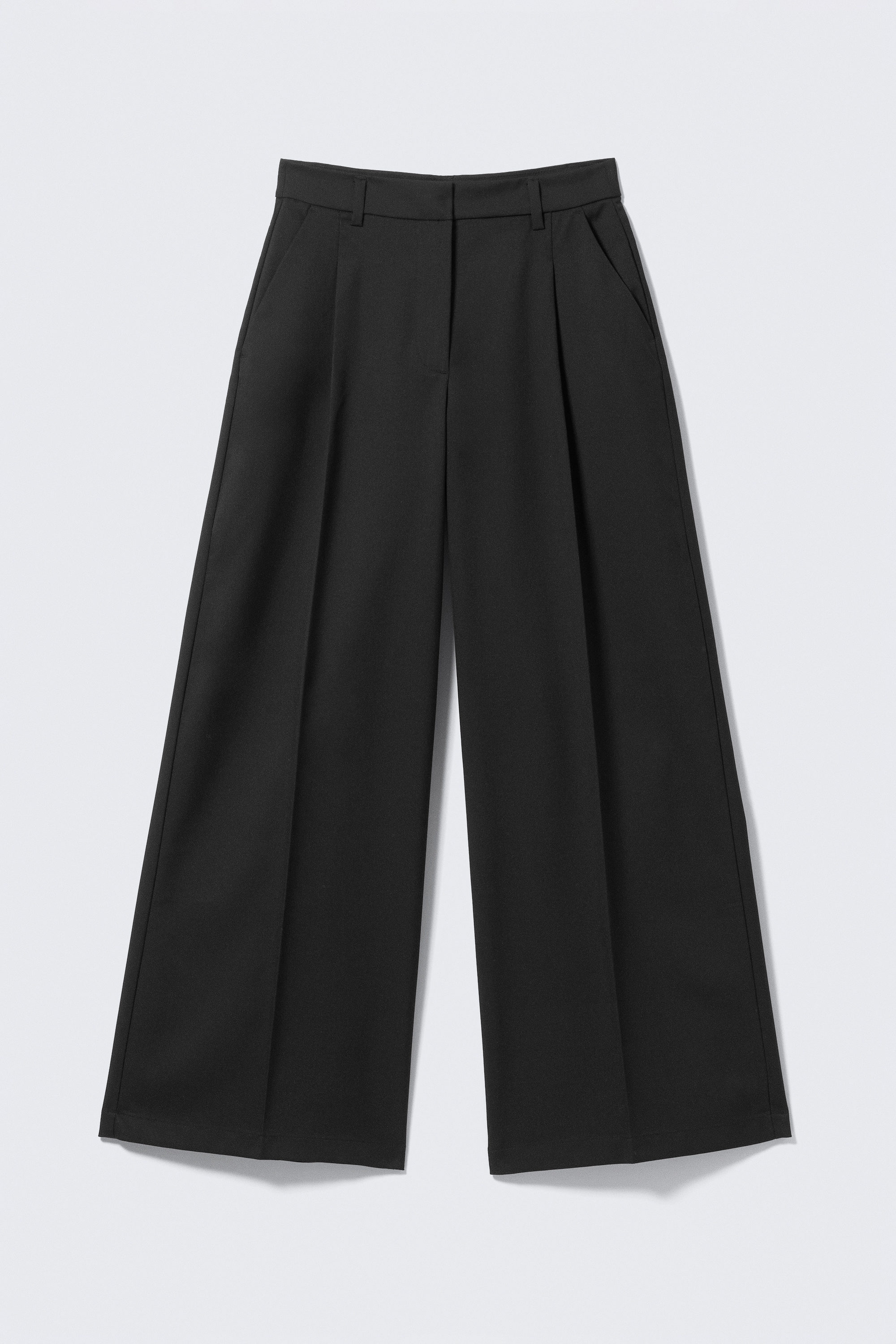 Black - High Waisted Wide Leg Suiting Trousers - 1