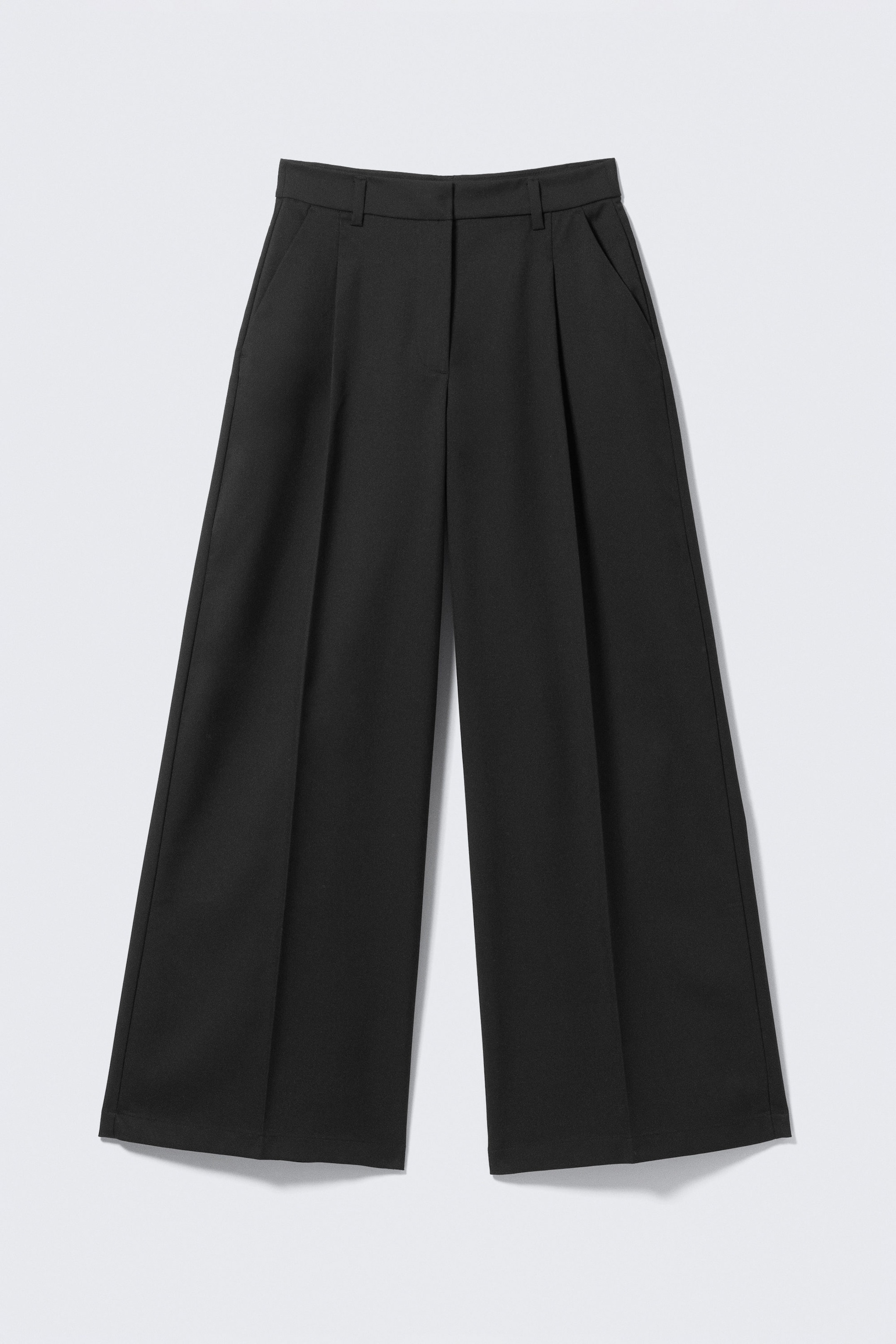 Black - High Waisted Wide Leg Suiting Trousers - 4