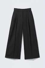 Black - High Waisted Wide Leg Suiting Trousers - 4
