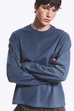 Dusty Blue - Gråblå - Långärmad T-shirt med lös boxig passform - 2