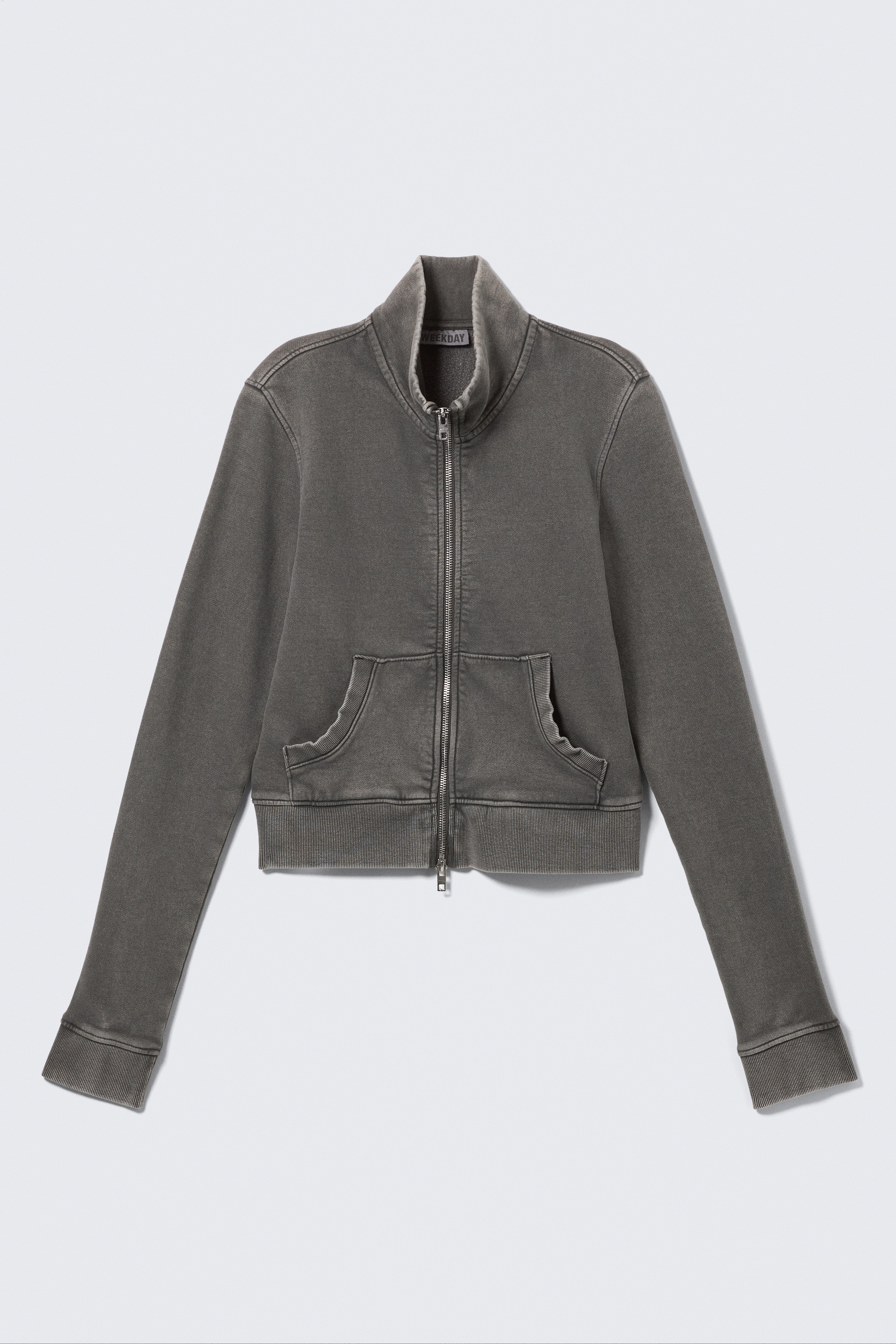 Dopasowana bluza z suwakiem w kształcie lejka - Sprany Ciemnoszary