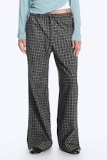 Noir à carreaux - Pantalon de pyjama large en flanelle - 1