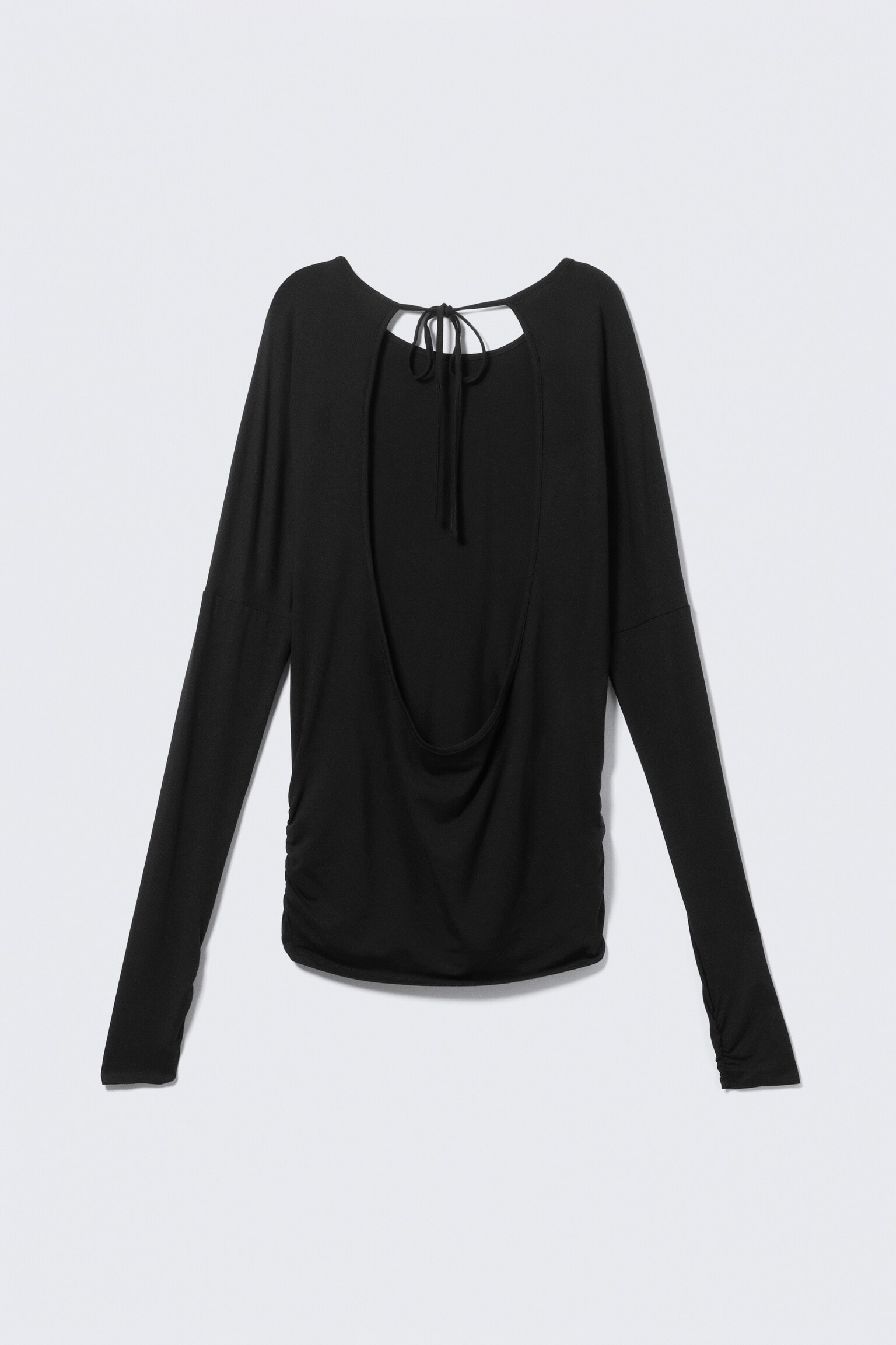 Long-Sleeved Open Back Top - Black/Burgundy - 6