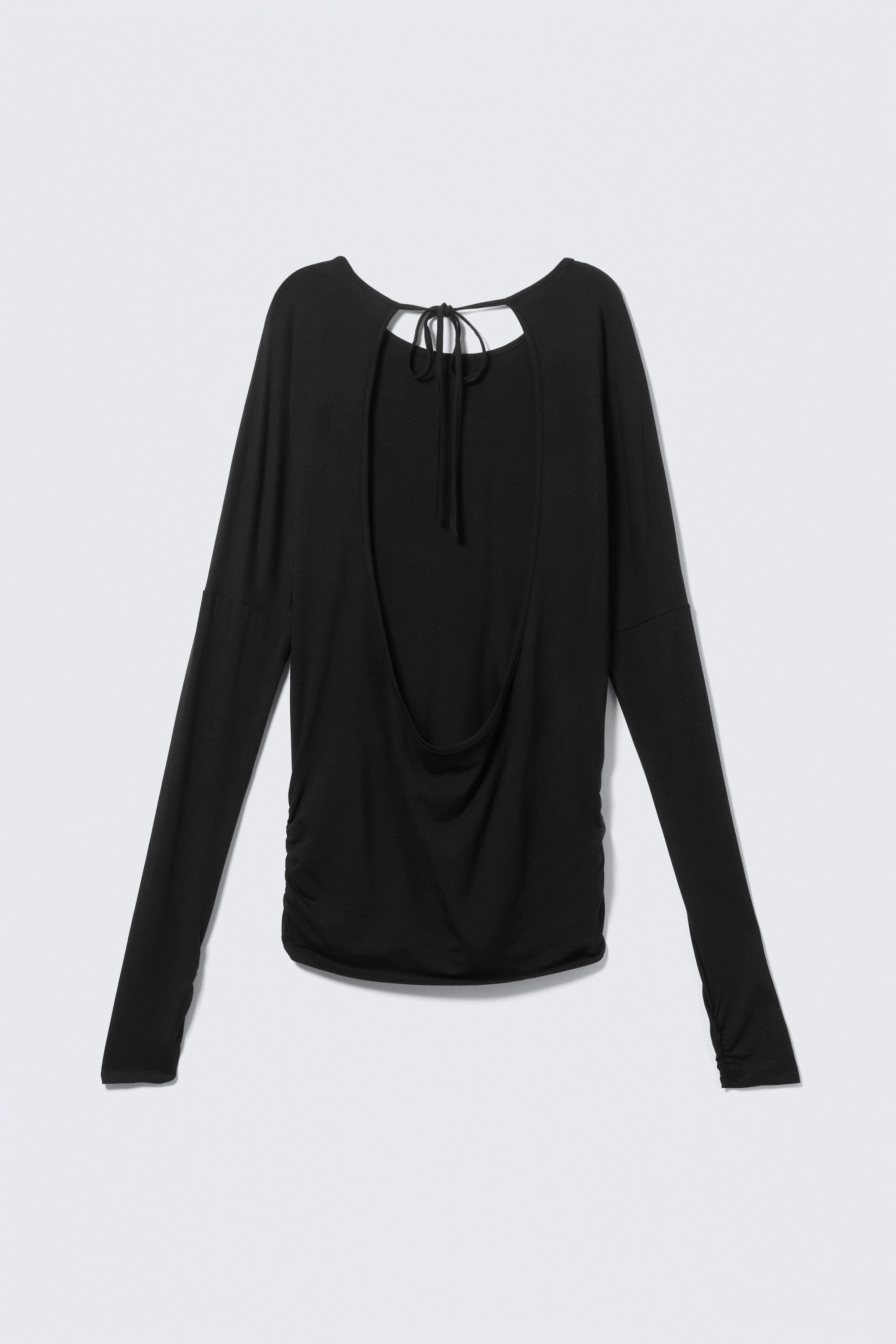 Black - Long-Sleeved Open Back Top - 4