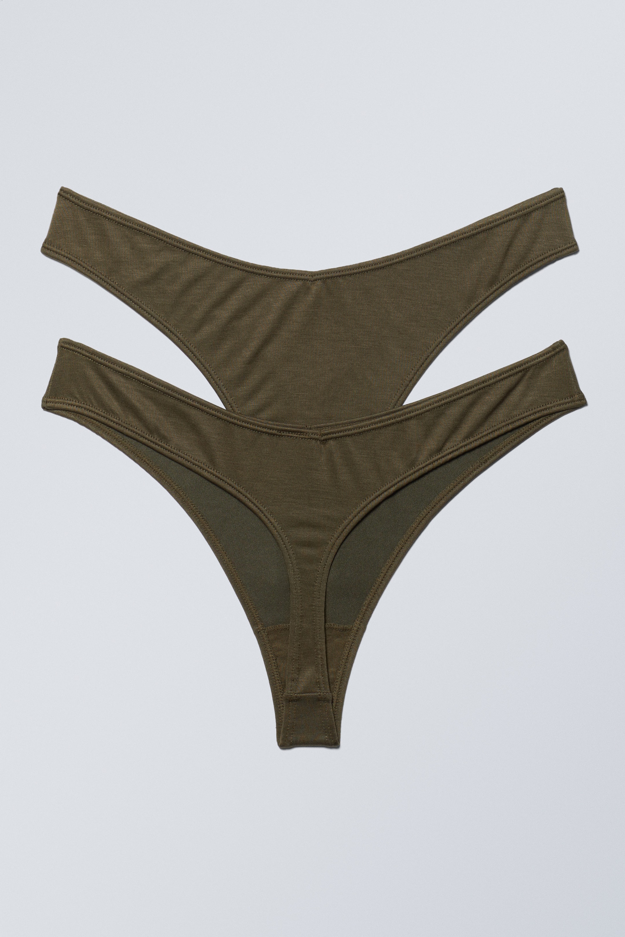Dunkles Khakigrün - 2er-Pack Modal-Tangas mit niedriger Taille - 2