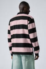 Light Pink & Black Stripes - Striped Relaxed Fit Rugby Shirt - 2
