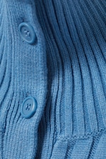 Light Blue - Slim Knitted Turtleneck Cardigan - 2