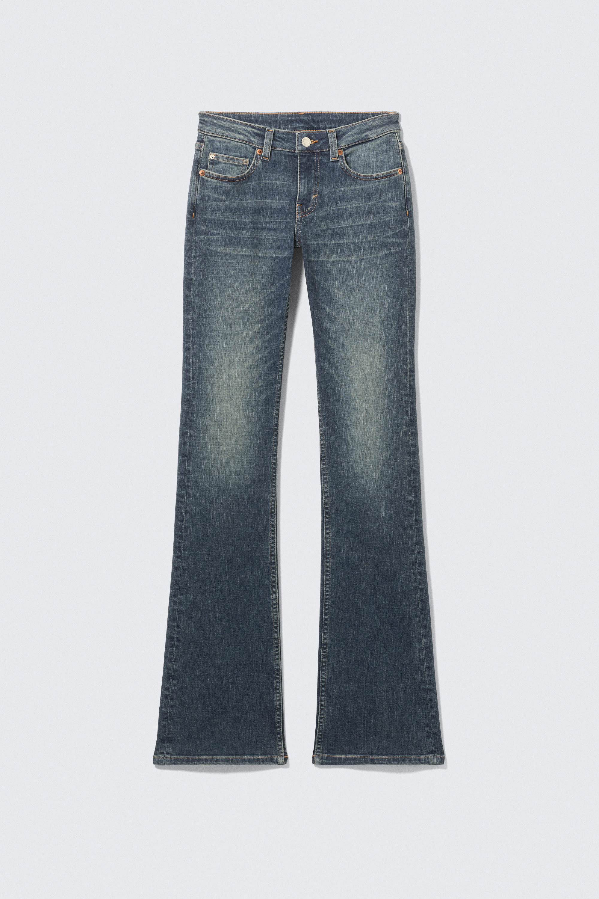 Blue Hymn - Mellanblå - Hour Low Waist Skinny Bootcut Leg Jeans - 5