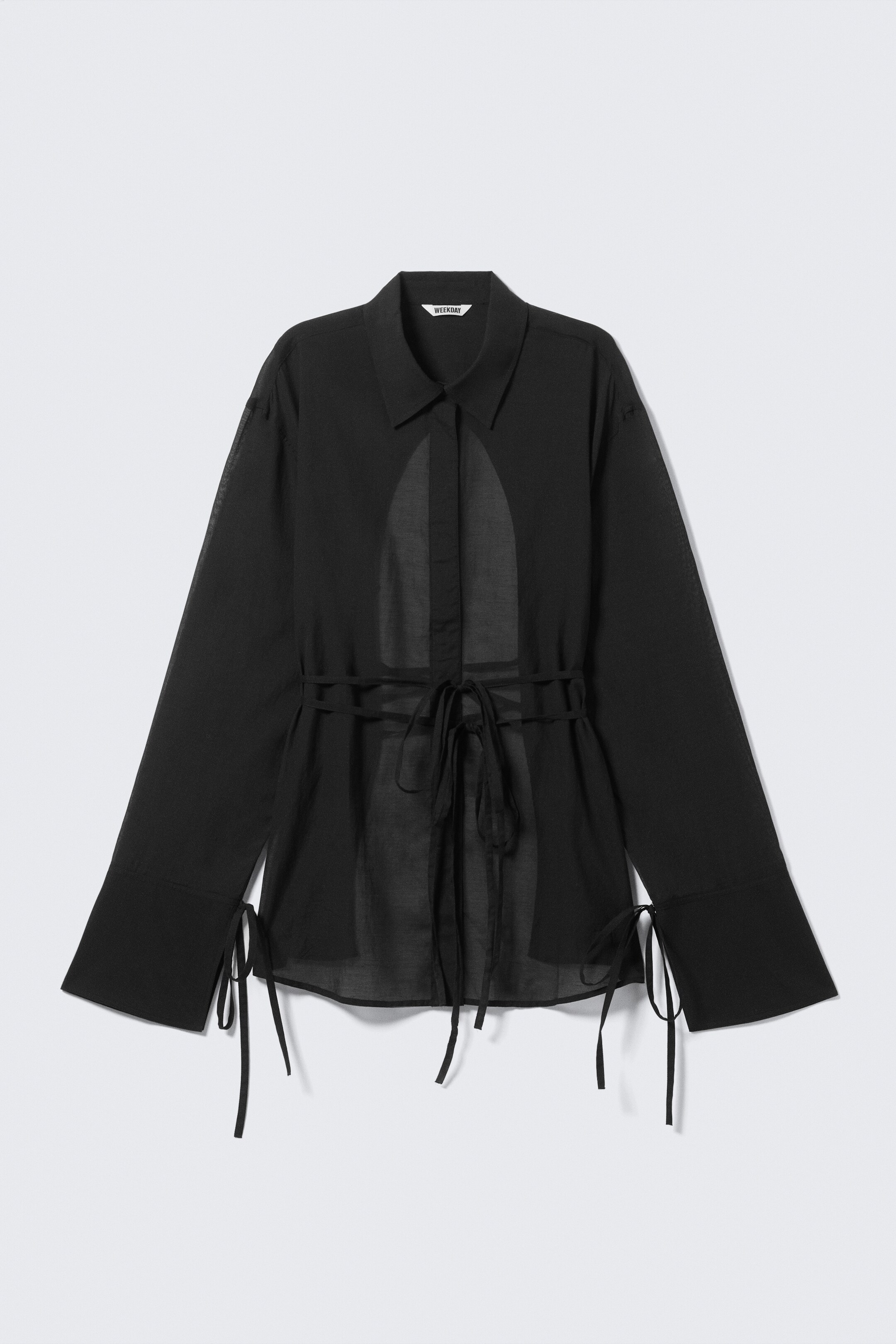 Näytä suurempi kuva: Pitkähihainen avoselkäinen solmitoppi - Musta - NAISET | H&M FI 6