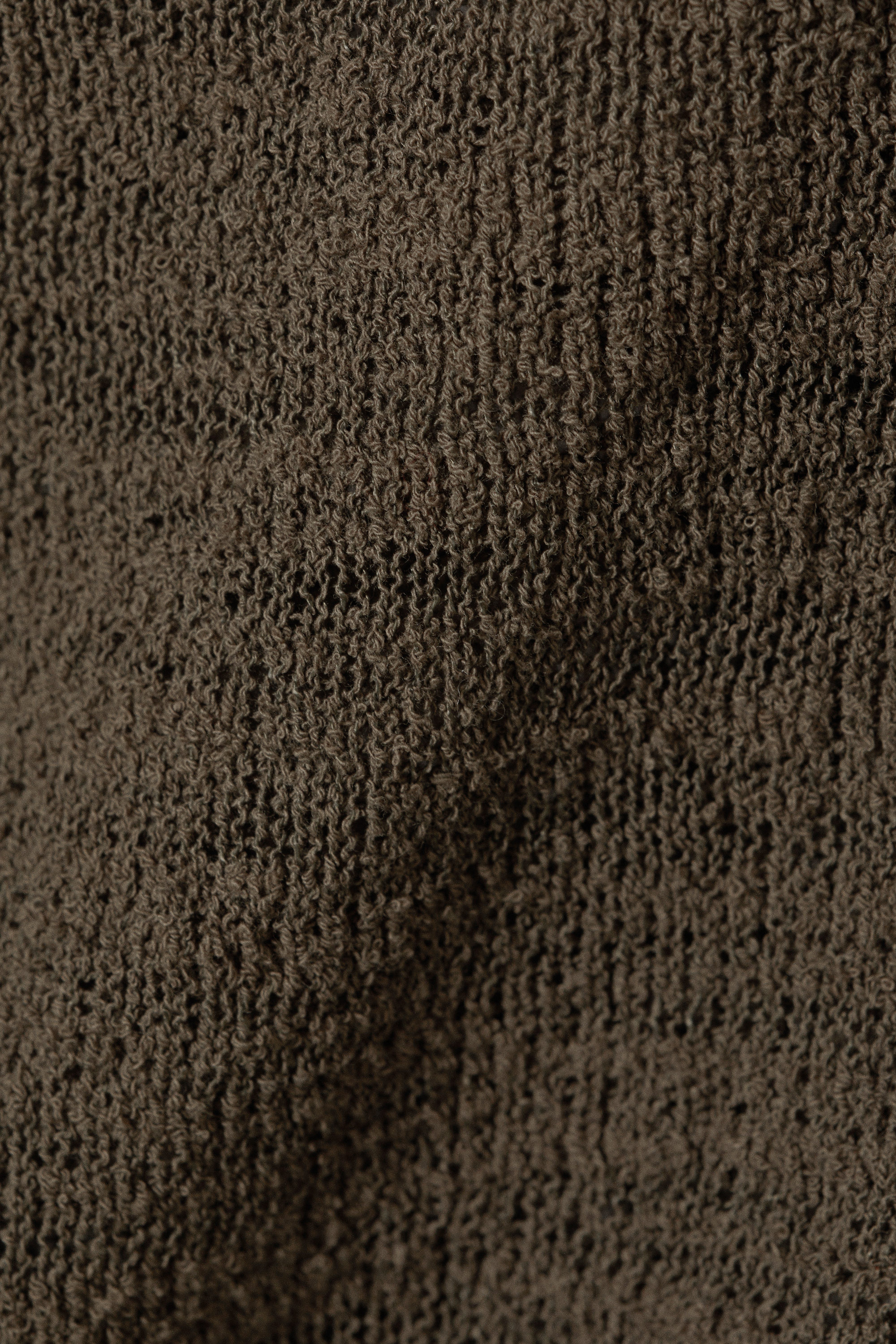 Dark Brown - Off-Shoulder Knitted Sweater - 5