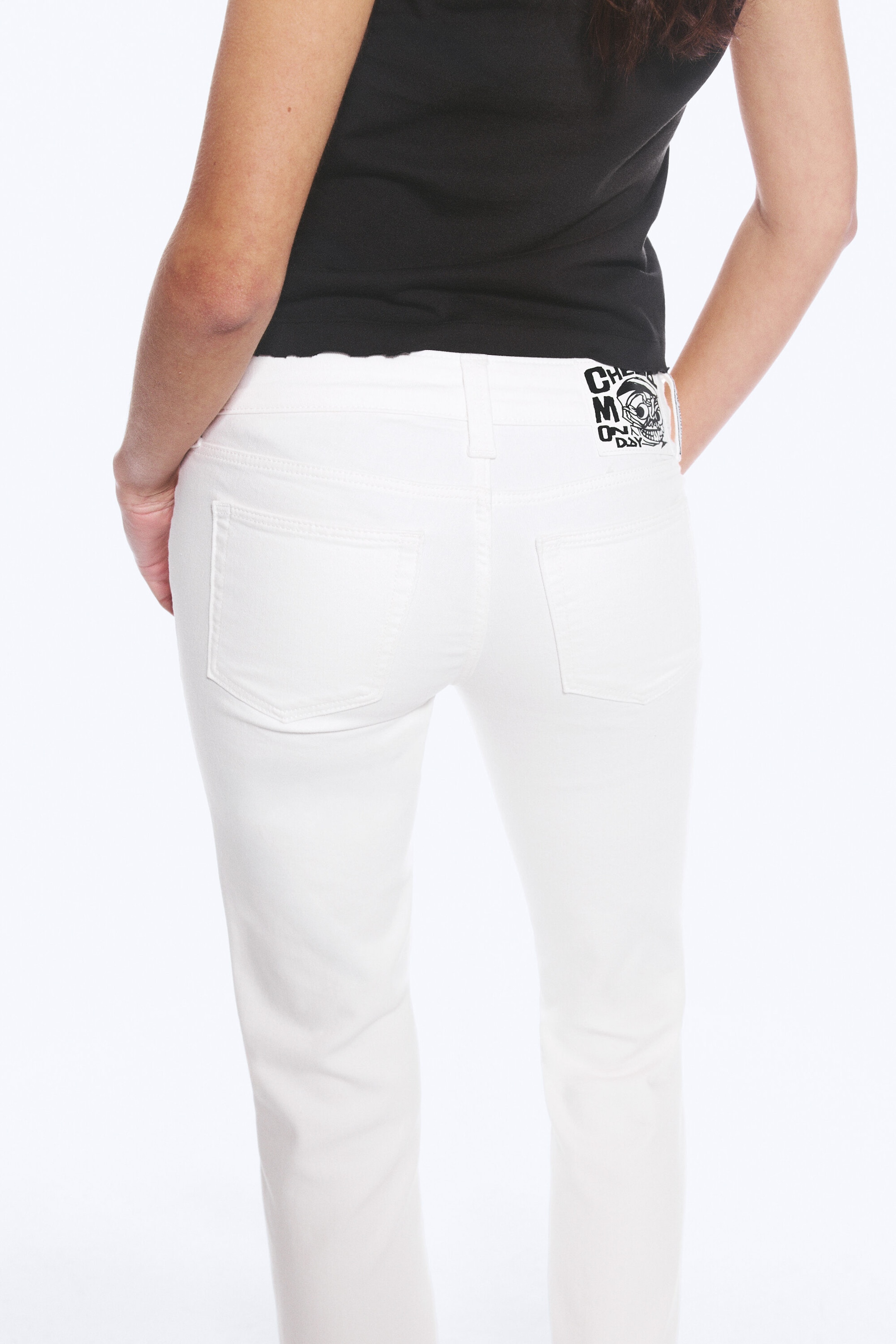Hvit - Booty Bei skinny bootcut-jeans med lavt liv - 5