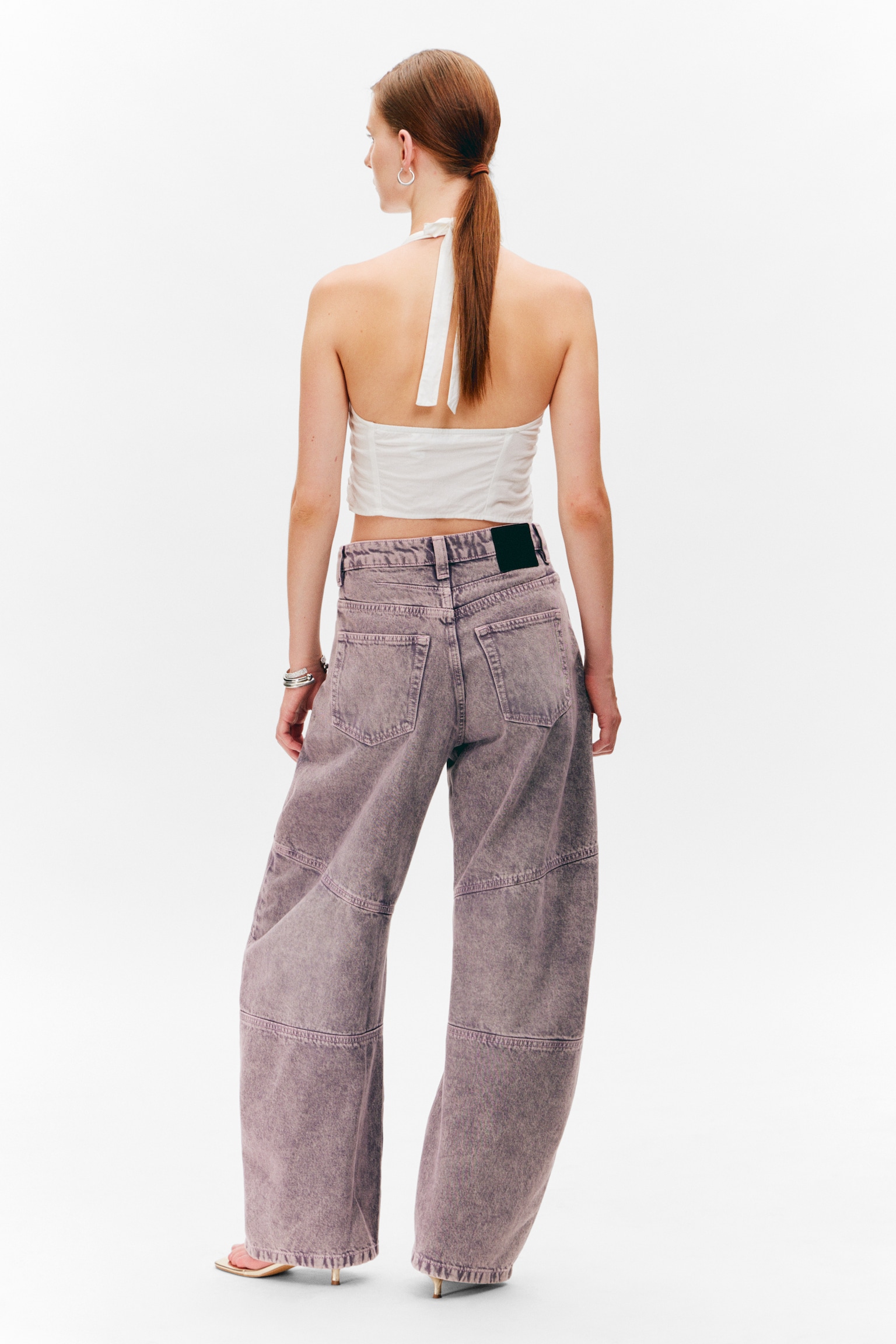 Fiero High Waisted Cocoon Leg Jeans - Dusty Purple - 6