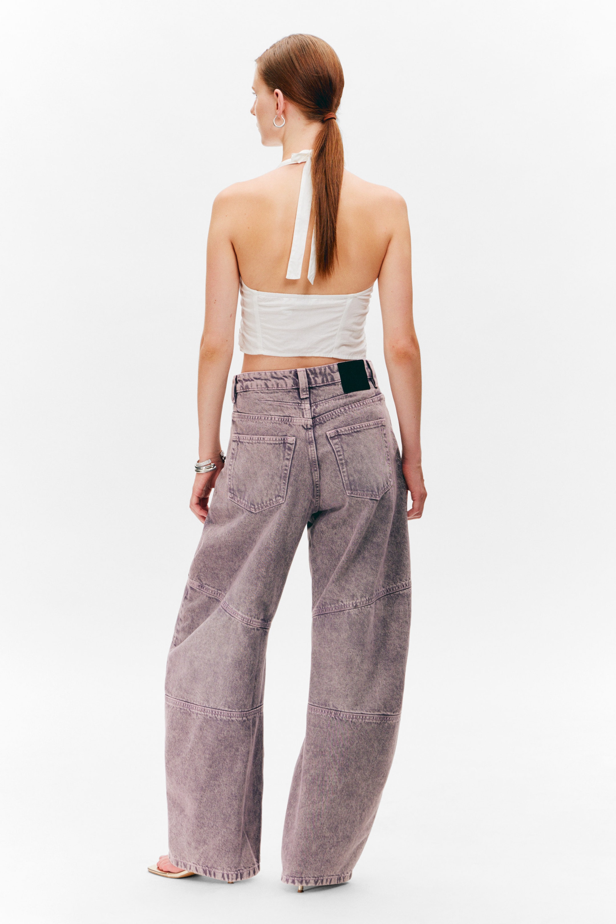 Dusty Purple - High Waisted Barrel Leg Jeans - 4