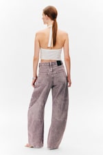 Dusty Purple - High Waisted Barrel Leg Jeans - 4