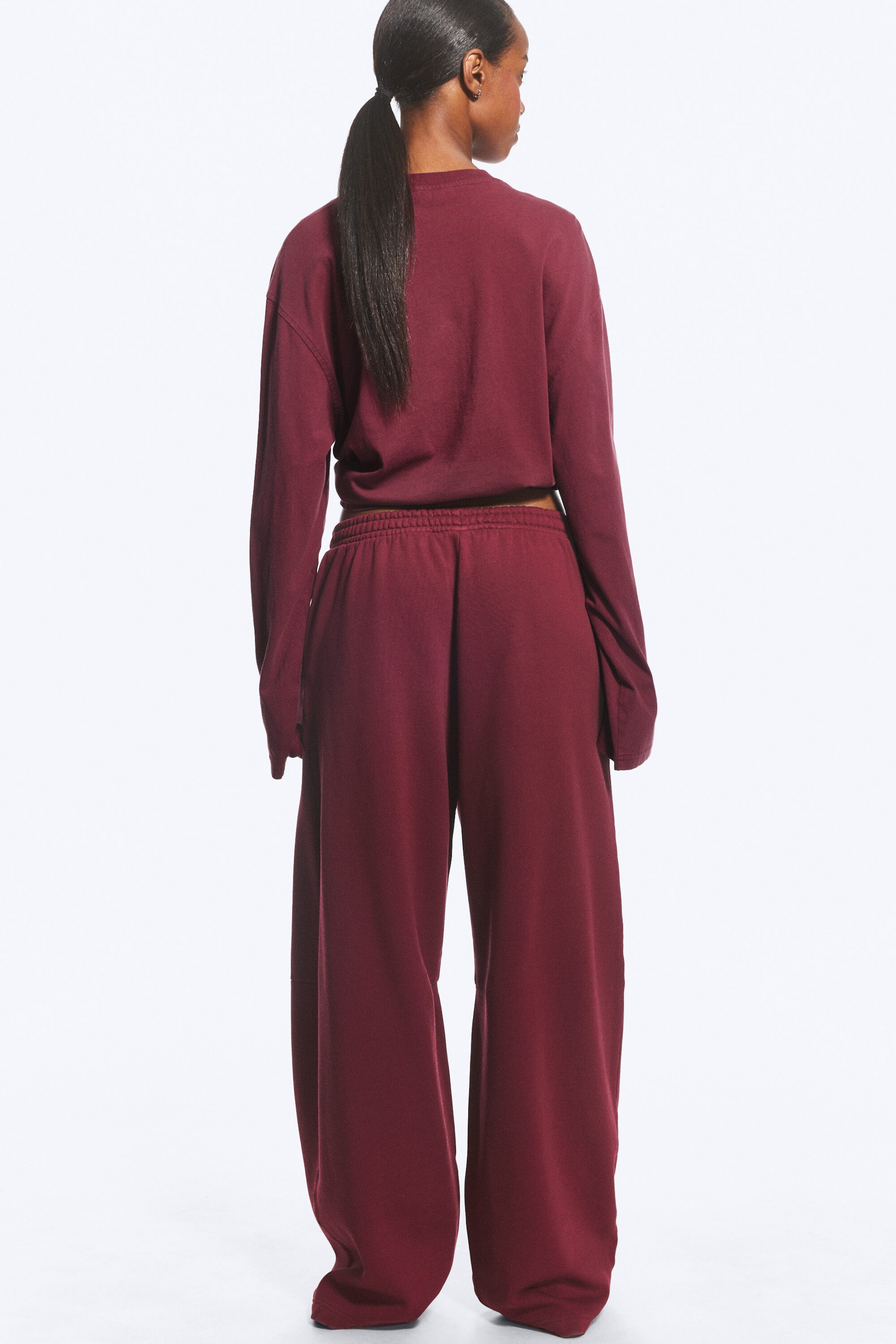Washed Dark Red - Mid-Rise Heavyweight Barrel Sweatpants - 4
