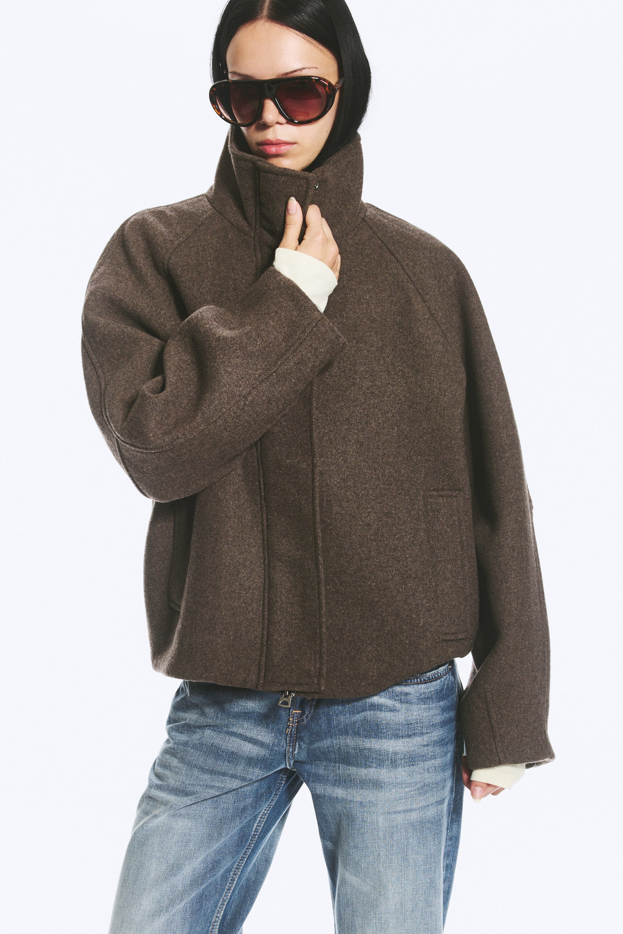 Dark Mole - Wool-blend funnel jacket - 2