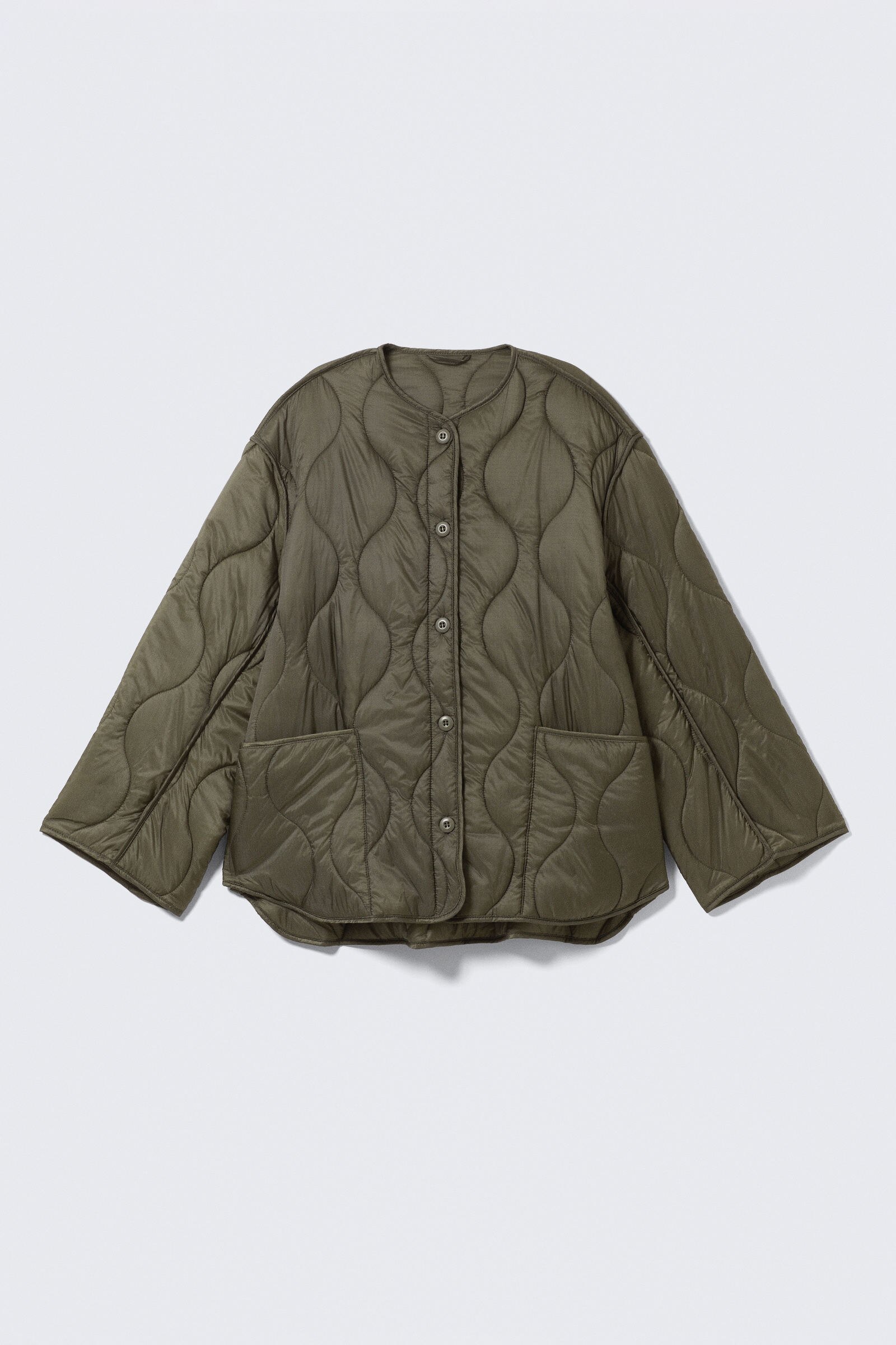 oversized quilted liner jacket - Dark Khaki Green | Weekday WW