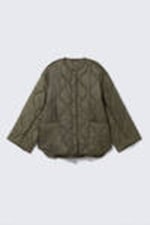 Dark Khaki Green - Oversized Quilted Liner Jacket - 4