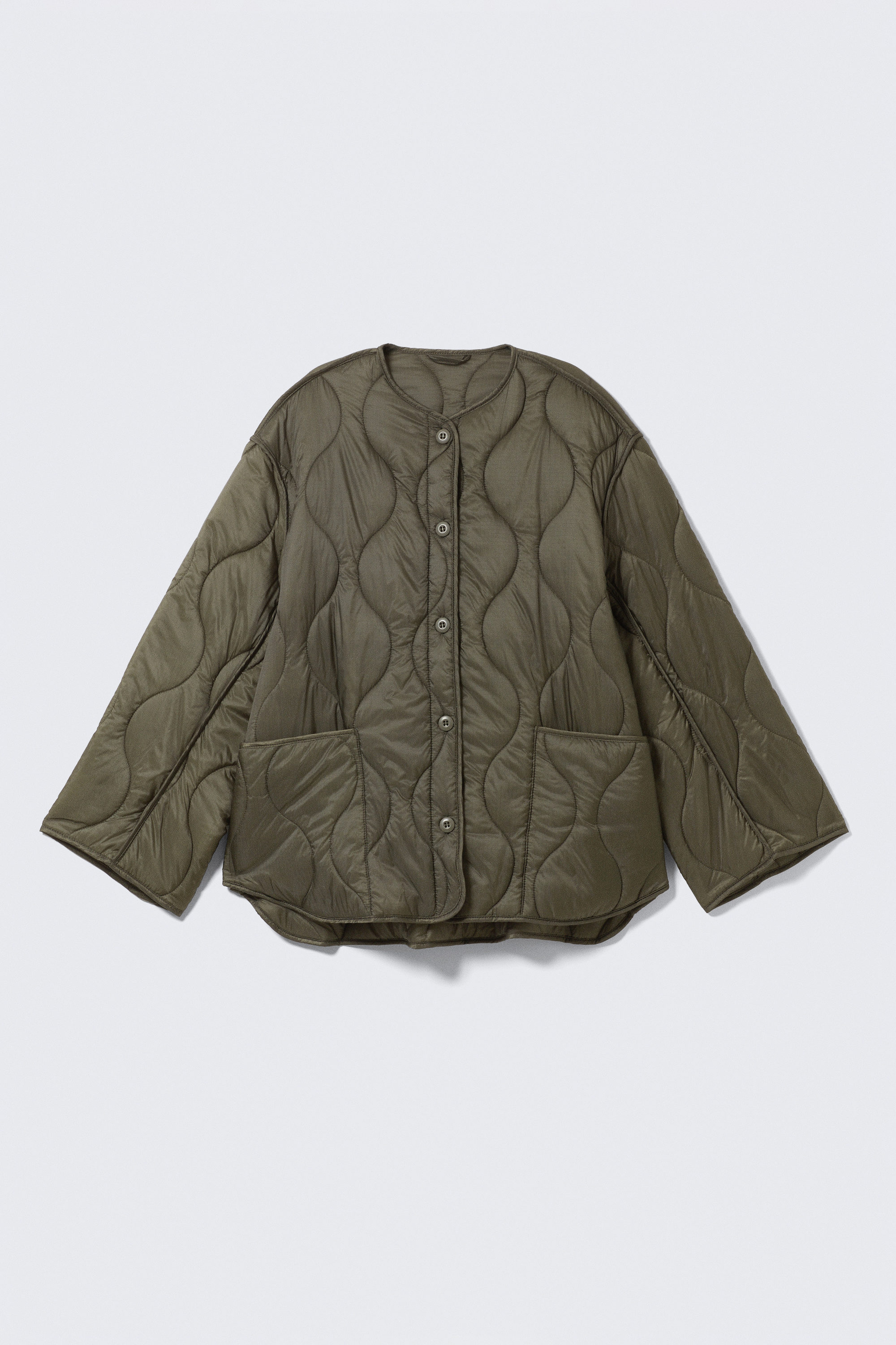 oversized quilted liner jacket - Dark Khaki Green | Weekday NO