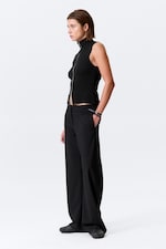 Black - Low-Rise Loose Barrel Suiting Trousers - 2