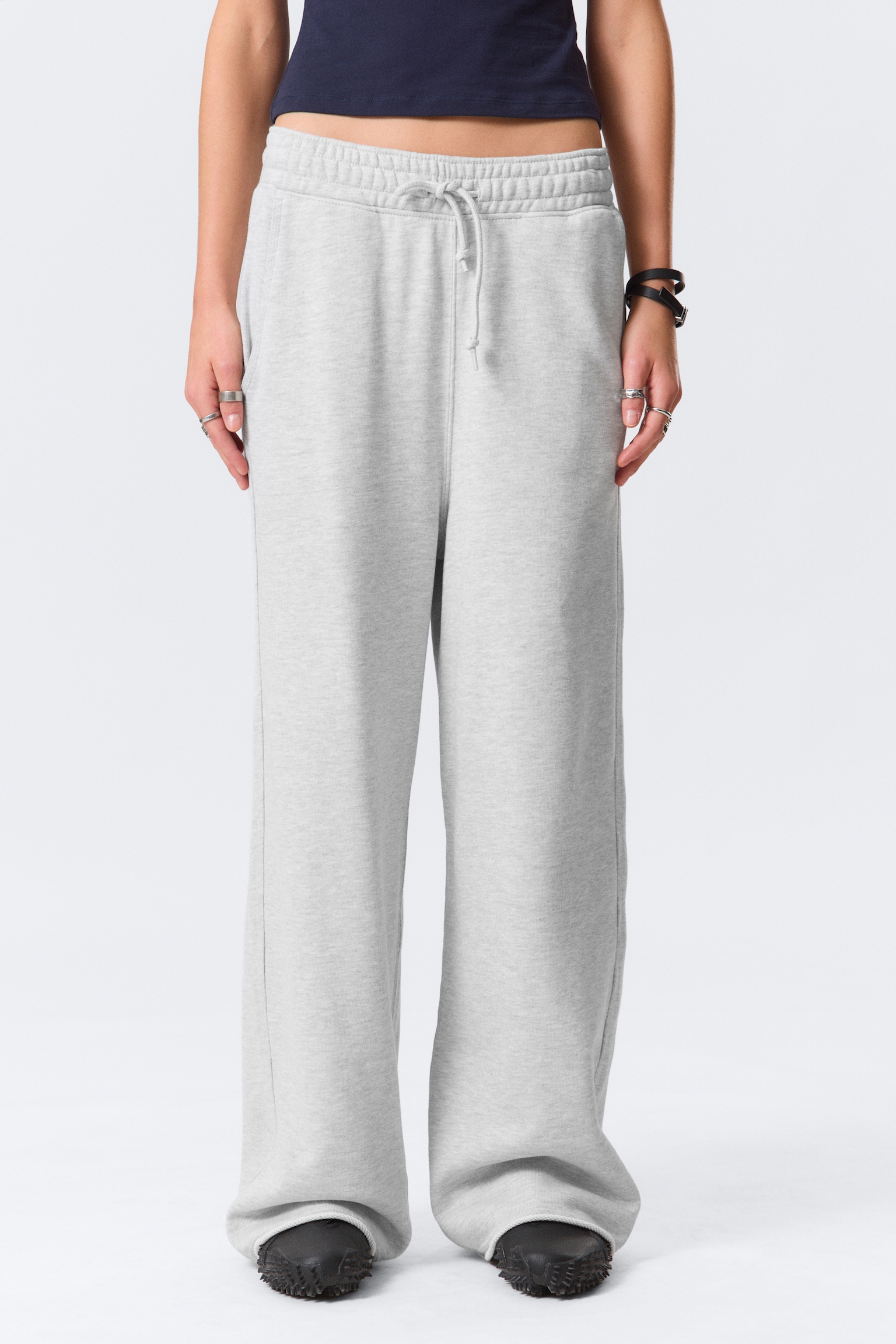Weite Terry-Jogginghose Astro - Helles Staubgrau/Schwarz - 8