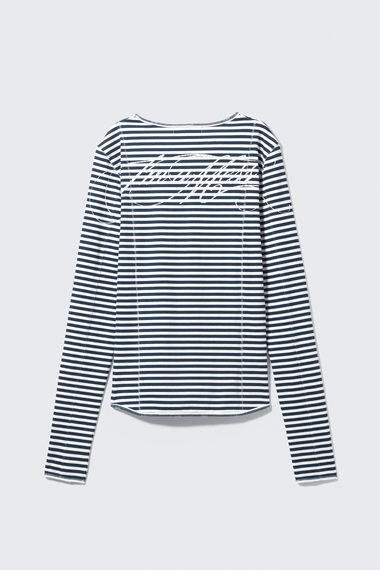 T-shirt unissexo de manga comprida justa CM x LB - Preto e branco às riscas - 1