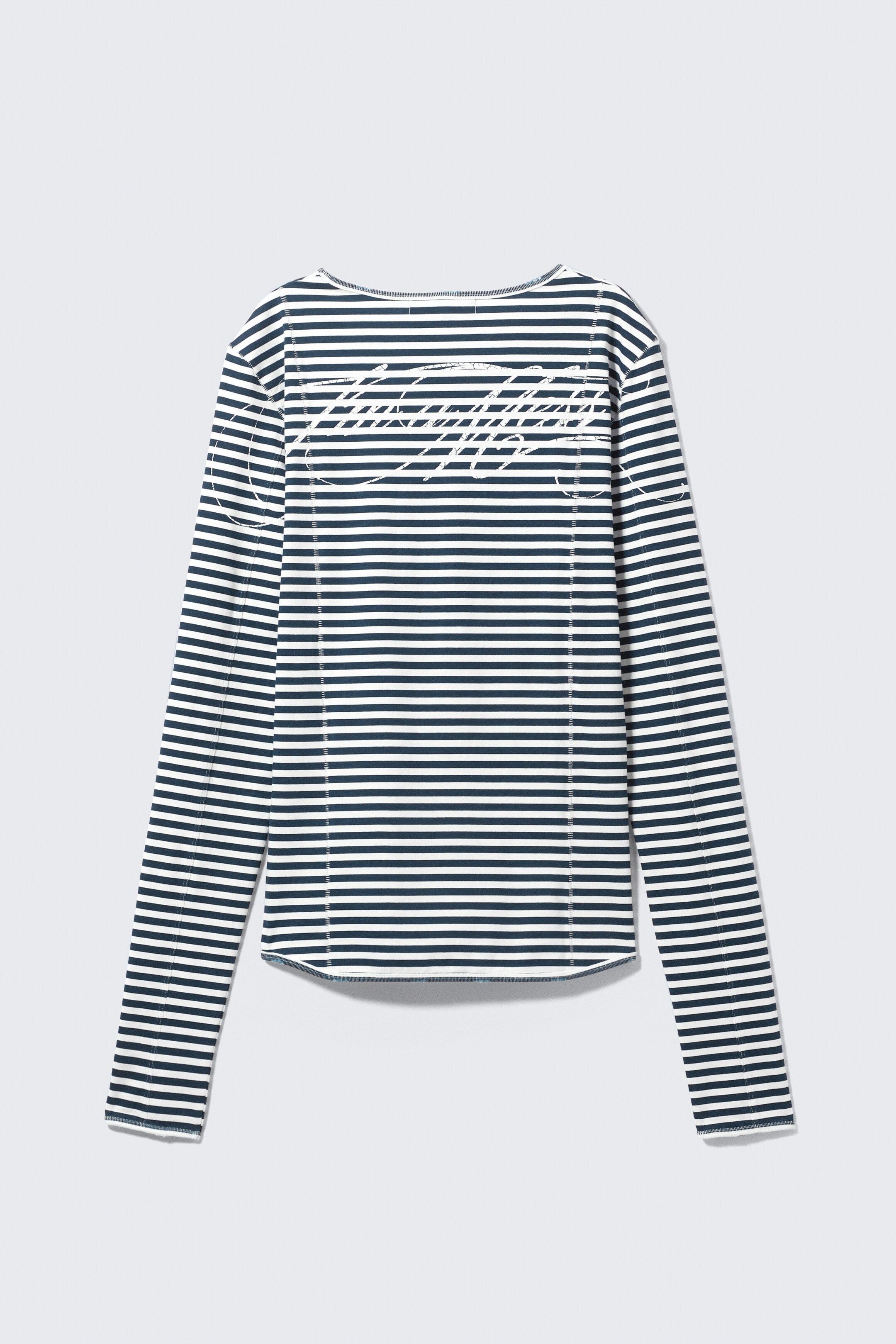 Zobrazit větší obrázek: CM x LB Fitted Long-Sleeved Unisex T-shirt - Striped Black & White - MUŽI | H&M CZ 1