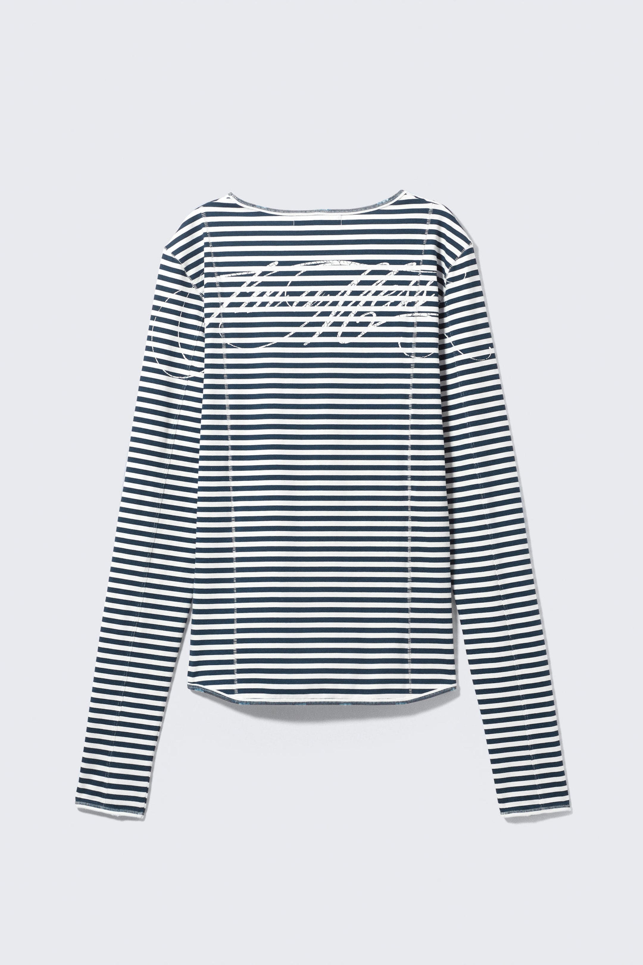 Schwarz-Weiß gestreift - CM x LB körperbetontes Unisex-Longsleeve - 7