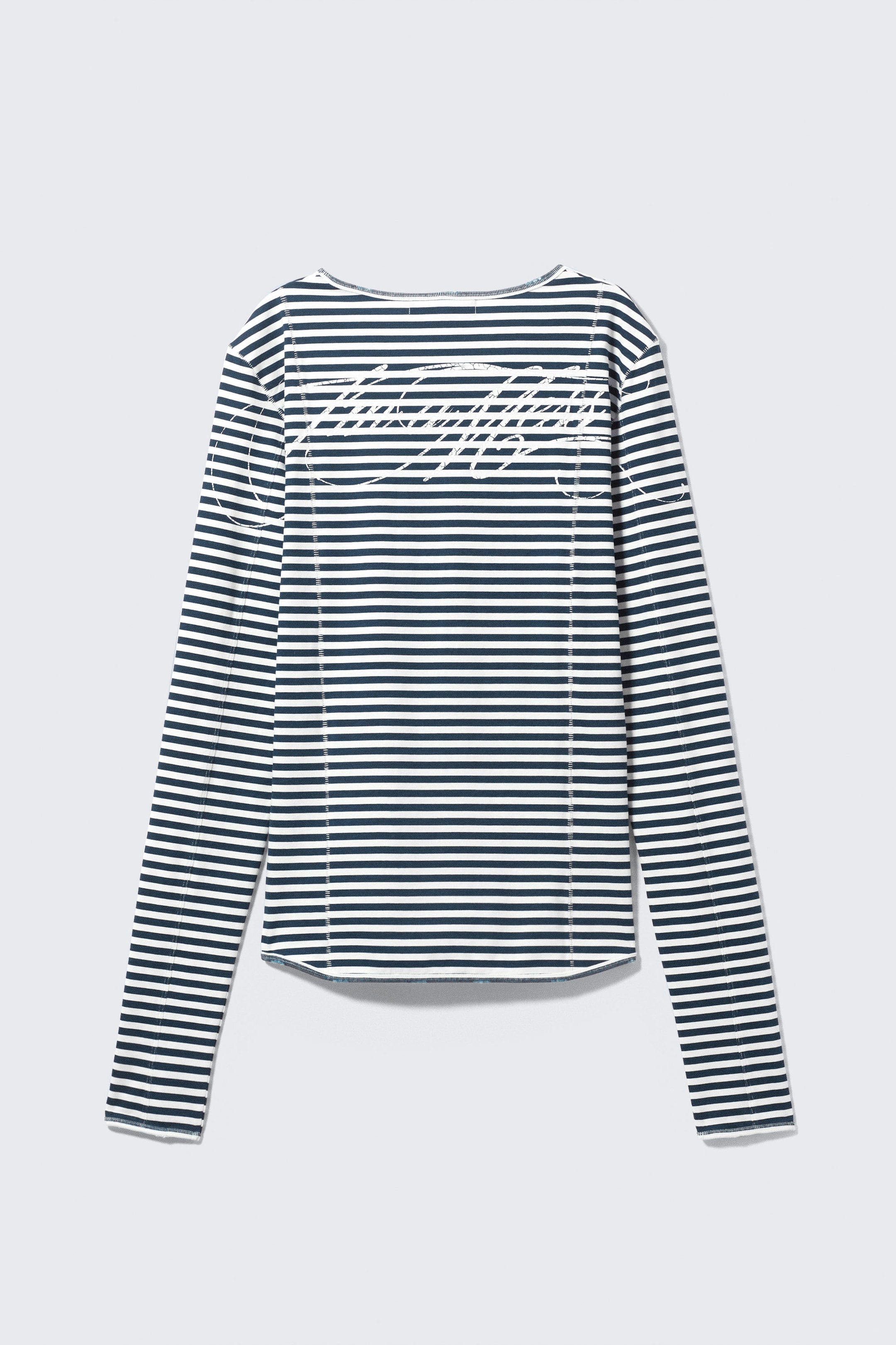 Striped Black & White - CM x LB Fitted Long-Sleeved Unisex T-shirt - 2