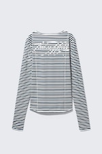 Striped Black & White - CM x LB Fitted Long-Sleeved Unisex T-shirt - 2