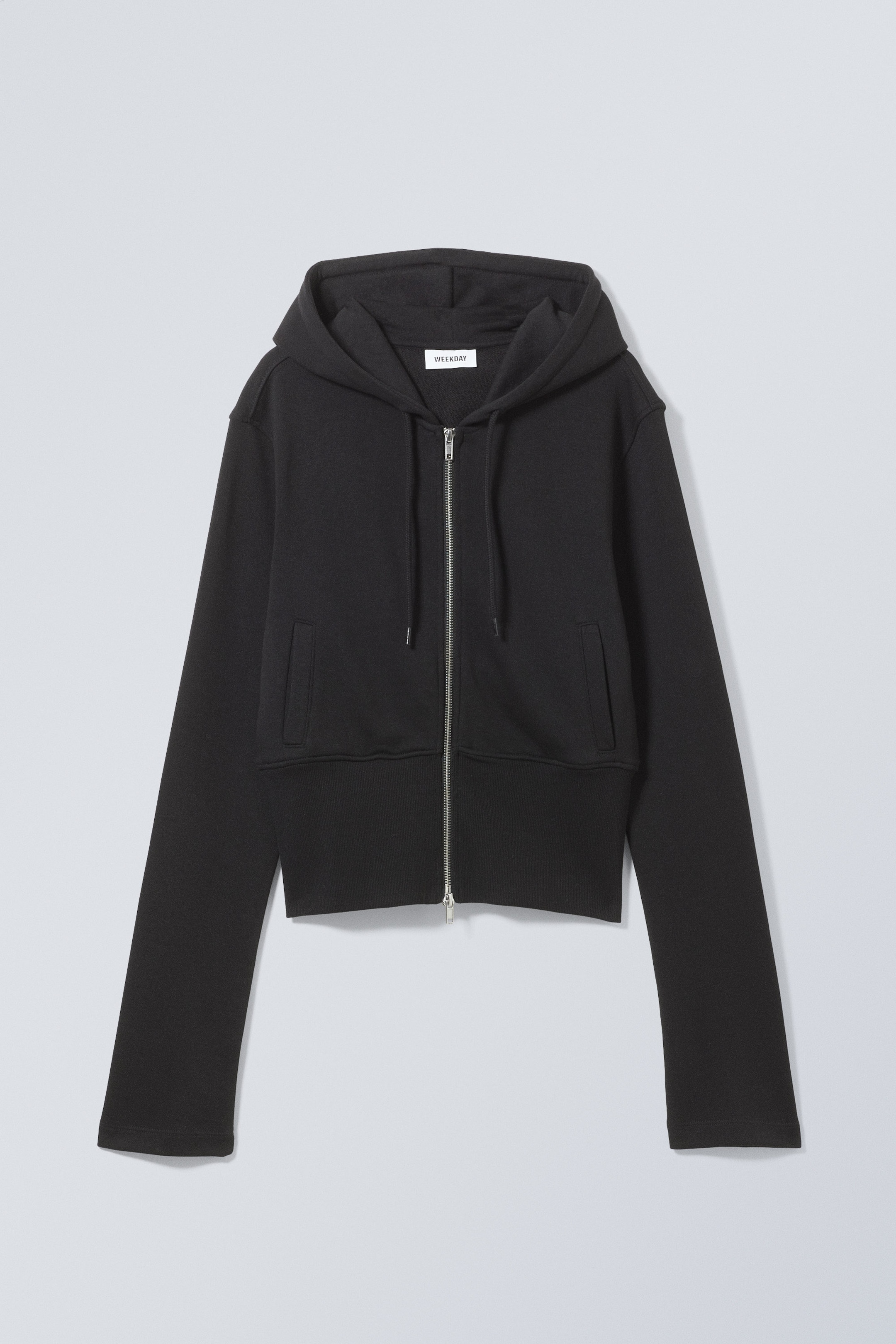 Black - High Rib Mini Zip Hoodie - 0