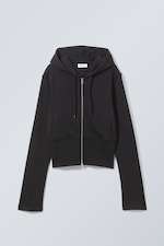 Black - High Rib Mini Zip Hoodie - 0