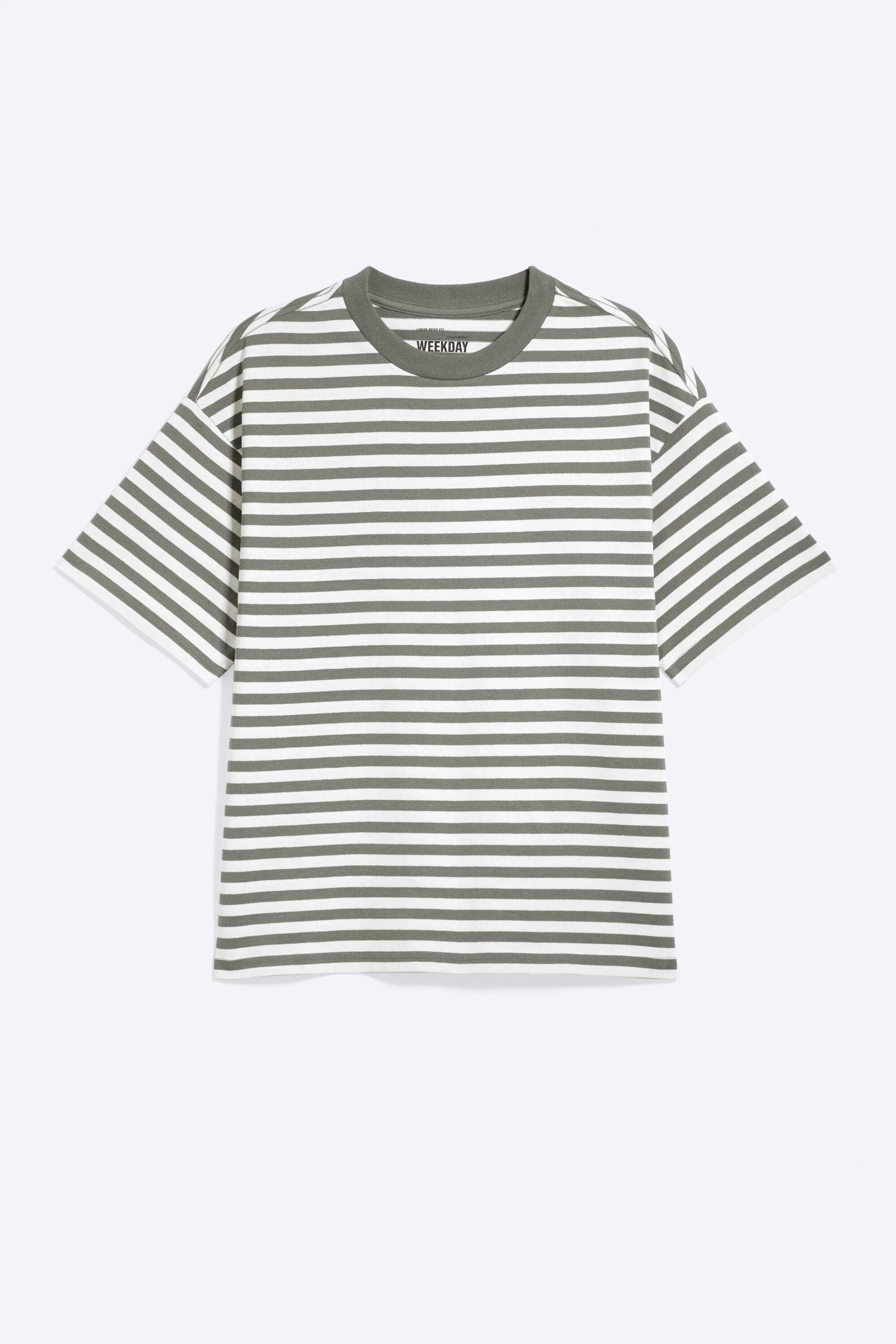 Hvit - Khaki stripe - Løs, boxy T-skjorte - 4