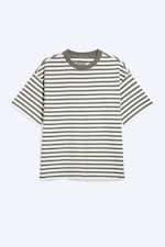 Hvit - Khaki stripe - Løs, boxy T-skjorte - 4