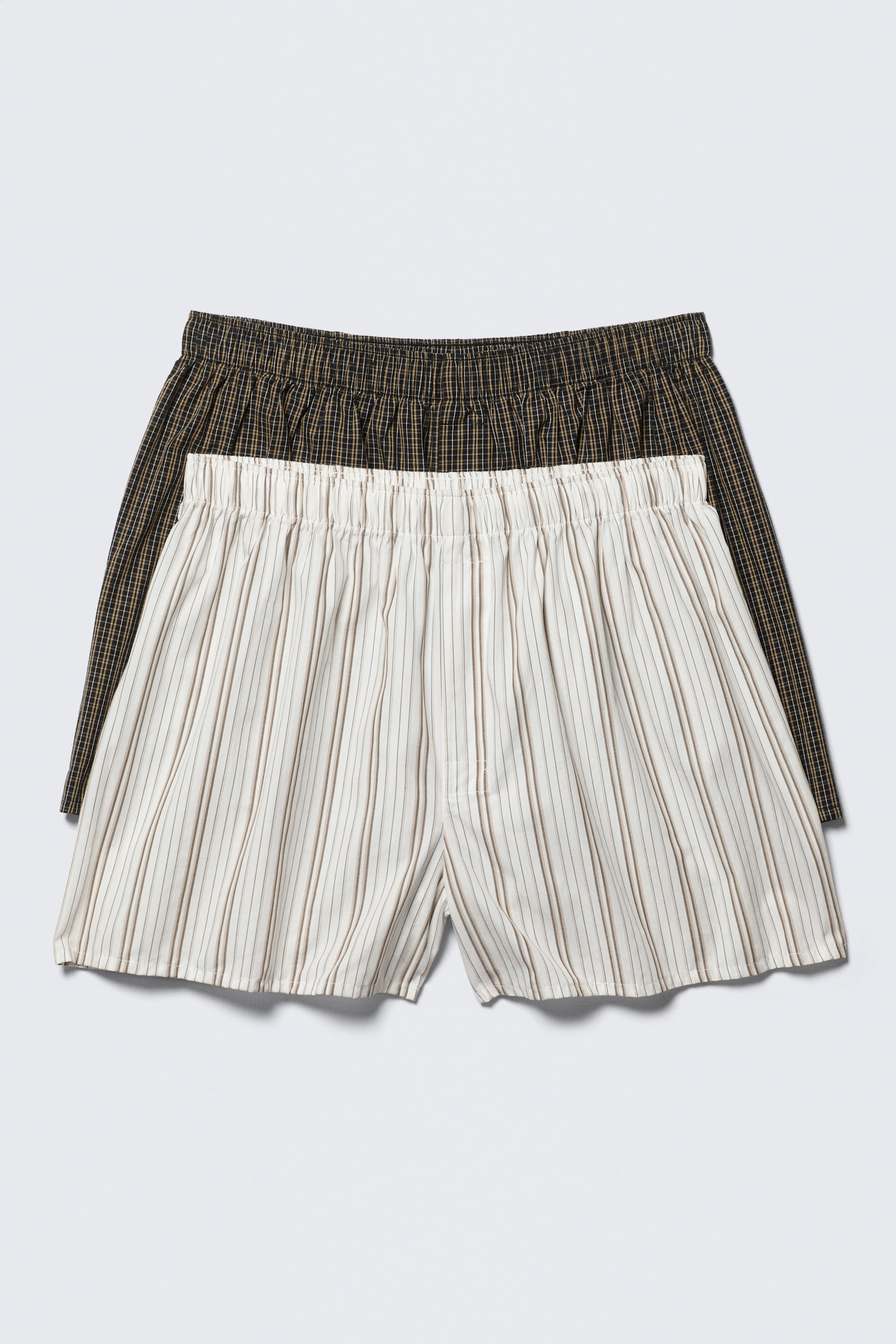 2-pack Boxer Shorts - Καρό Καφέ & Ριγέ Λευκό/White, Blue Stripes/Purple Checks Blue Checks