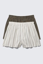 Checked Brown & Striped White - 2-pack Boxer Shorts - 0