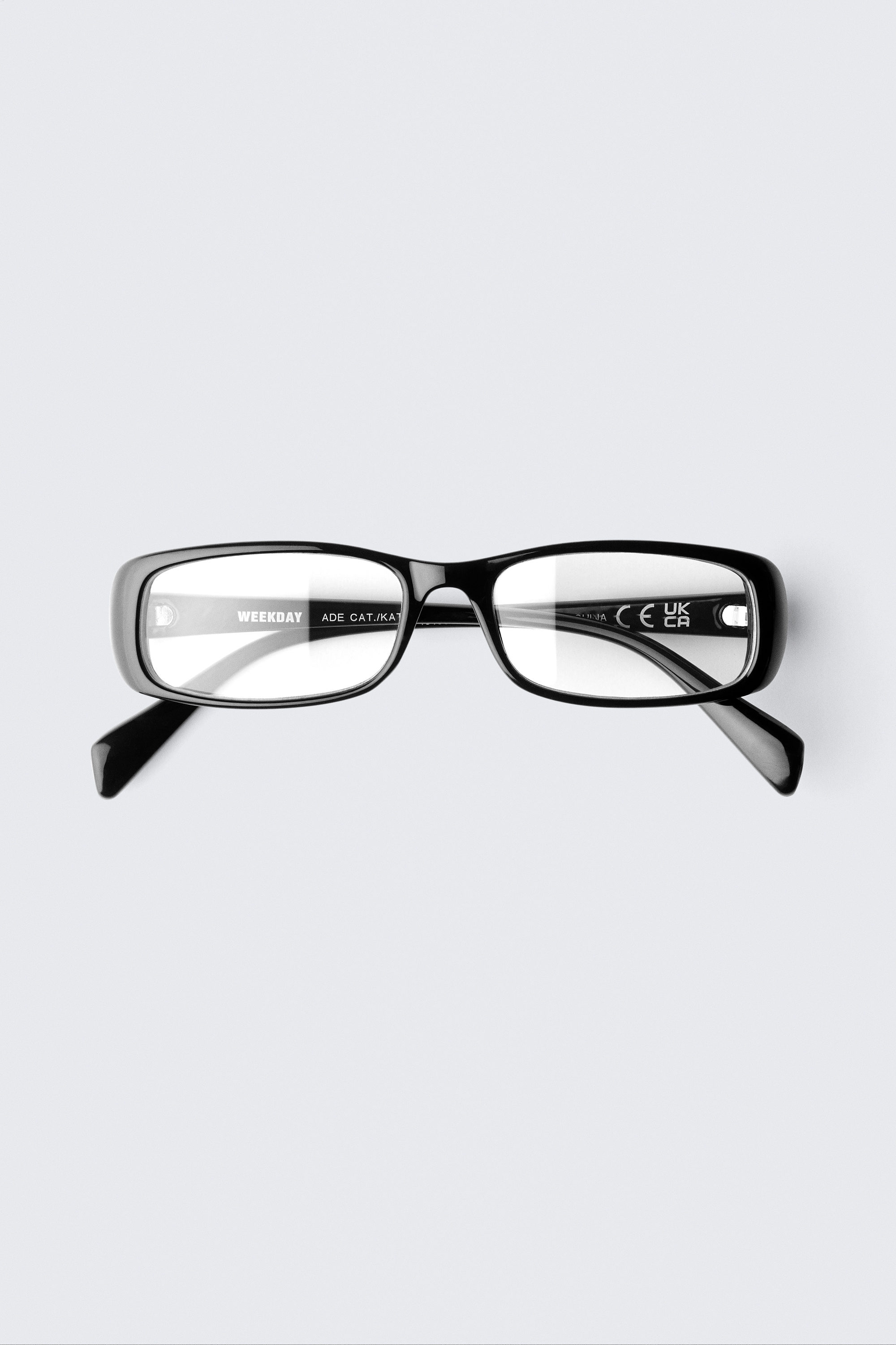 Zwart - Slim Rectangular Tinted Sunglasses - 1