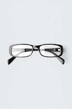 Schwarz - Schmale rechteckige Sonnenbrille - 0