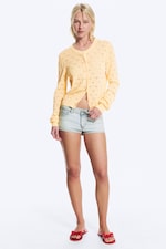 Dusty Light Yellow - Knitted pointelle cardigan - 0