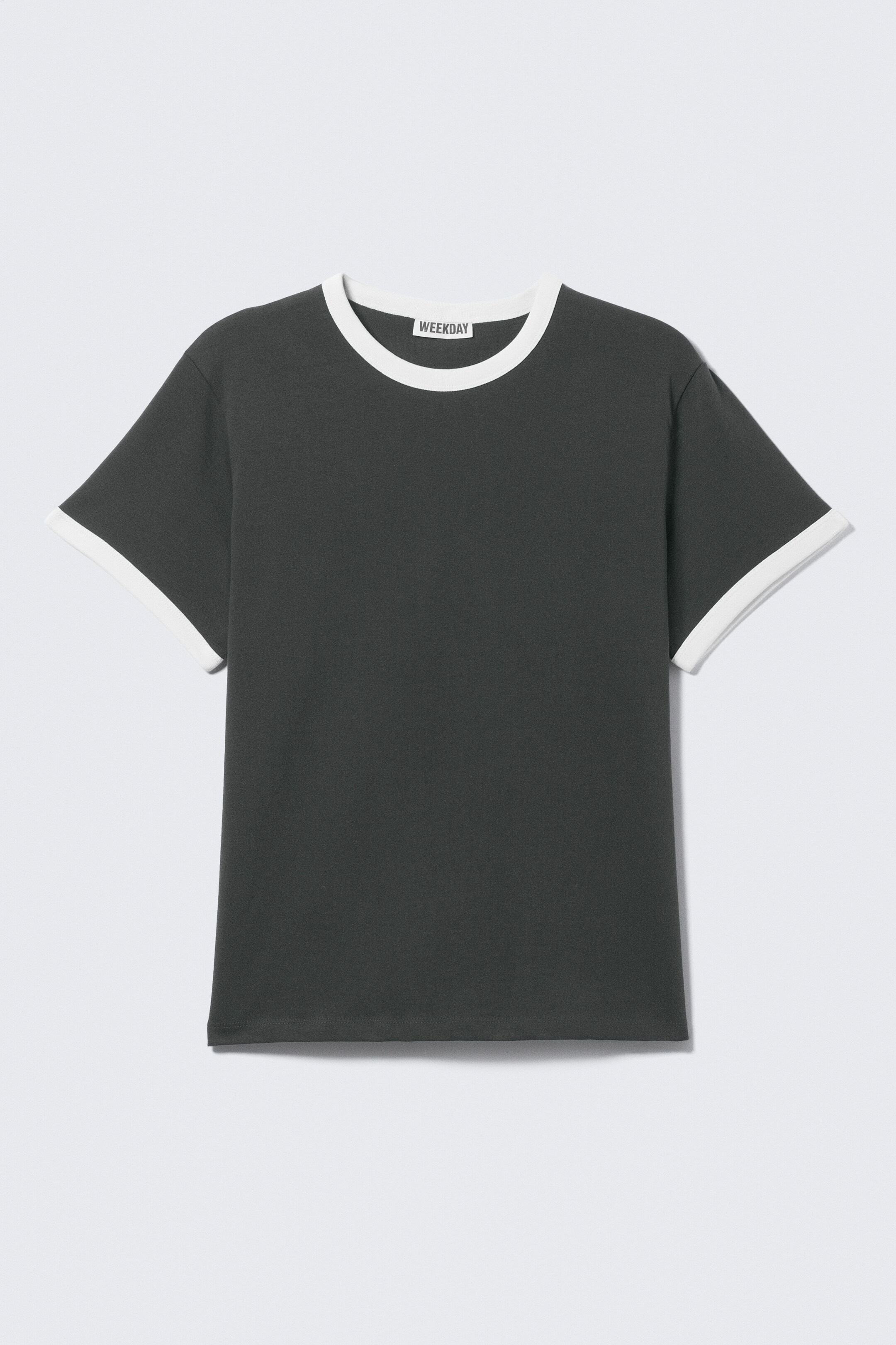 Ver imagen más grande: Camiseta de algodón con ribetes en contraste - Gris oscuro y blanco - HOMBRE | H&M ES 4