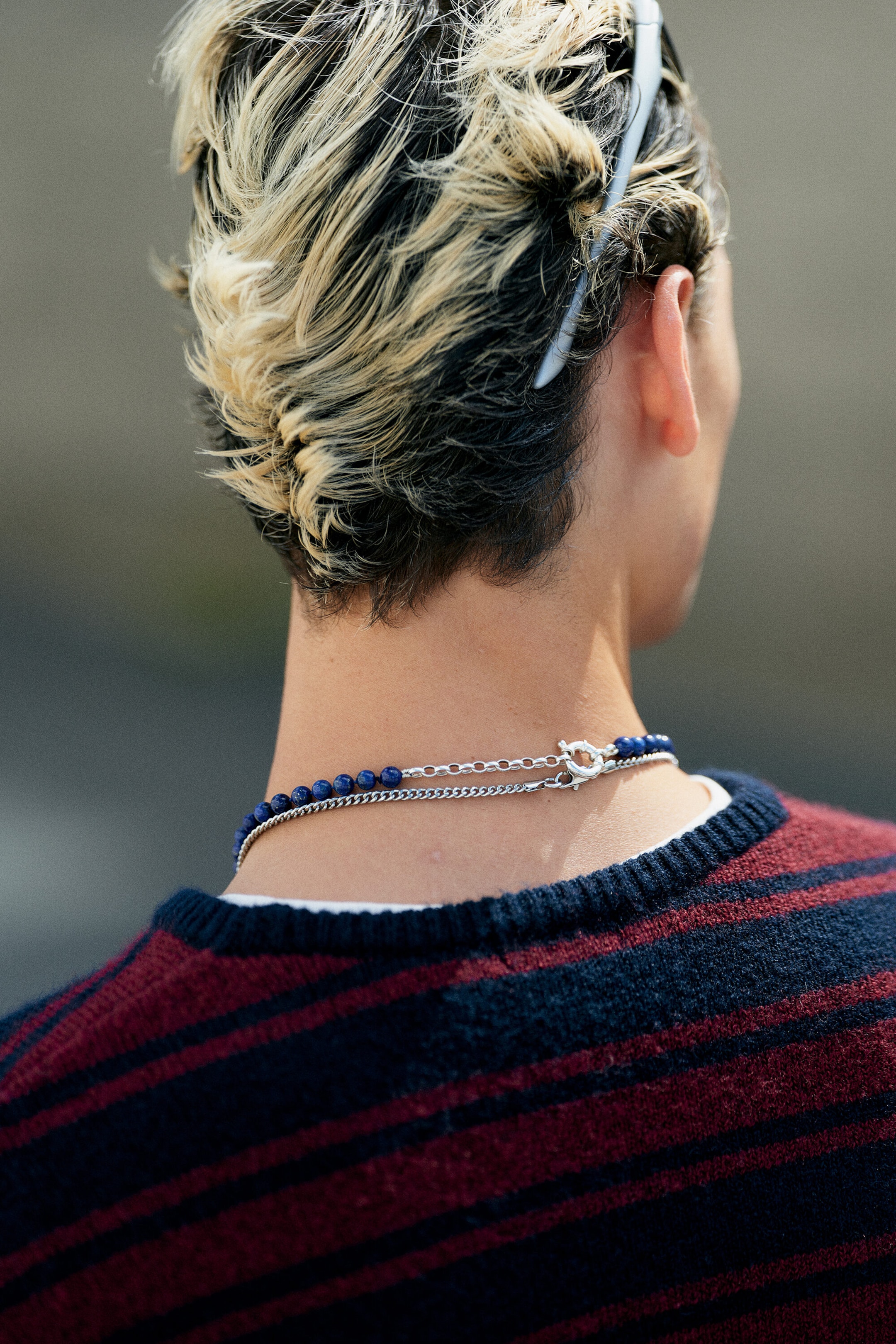 Navy/Red Stripe - Boxy Knitted Jumper - 5