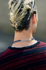Navy/Red Stripe - Boxy Knitted Jumper - 5