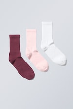 Red pink white - 3-pack Sport Socks - 0