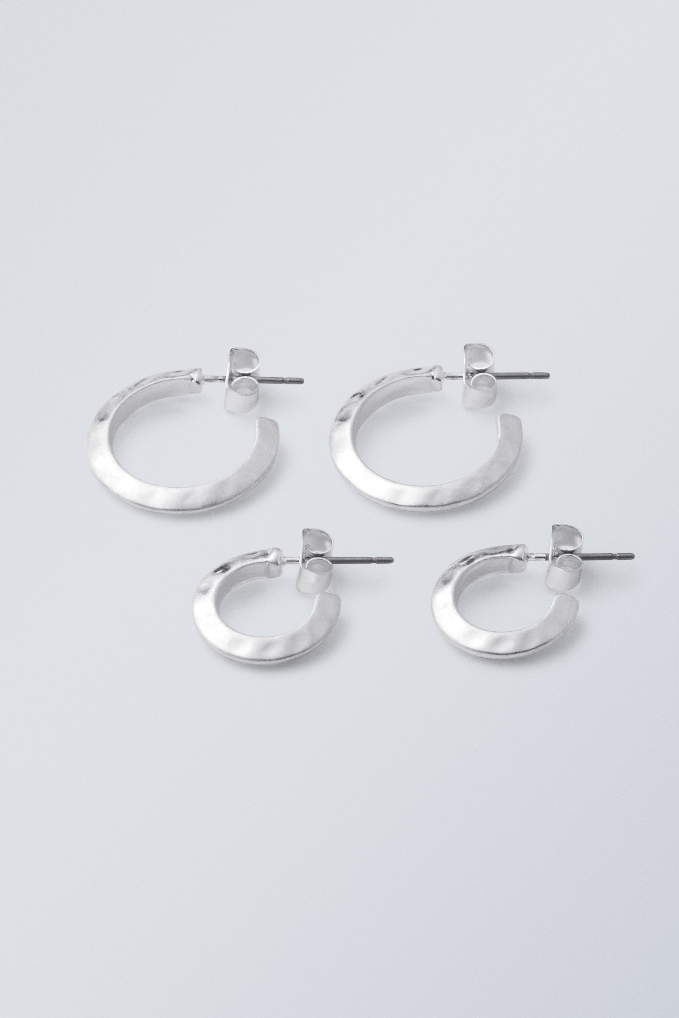 Silver - Hammered Hoops 2-Pack - 0
