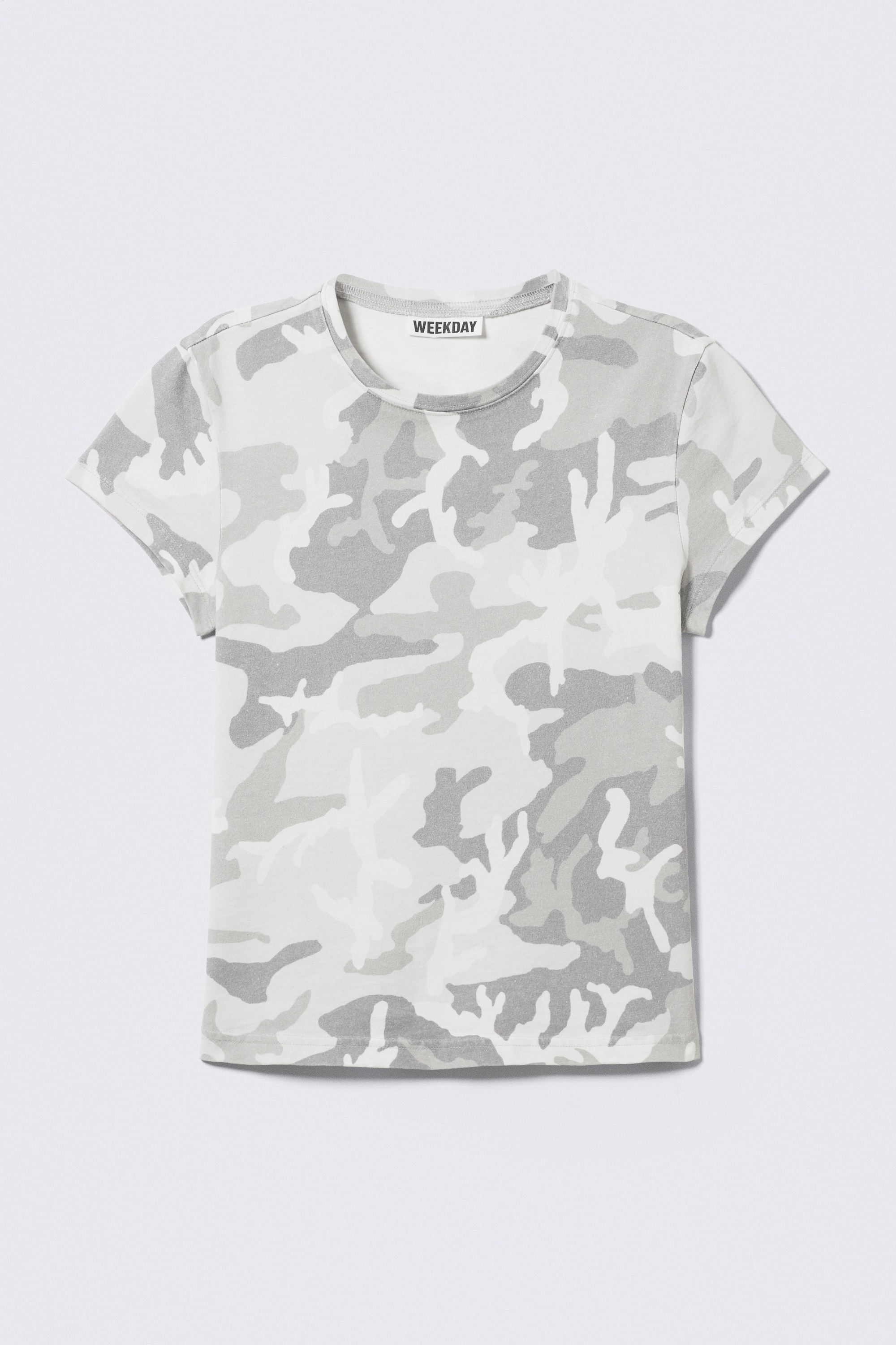 T-shirt boxy a maniche corte con stampa - Bianche - Camo
