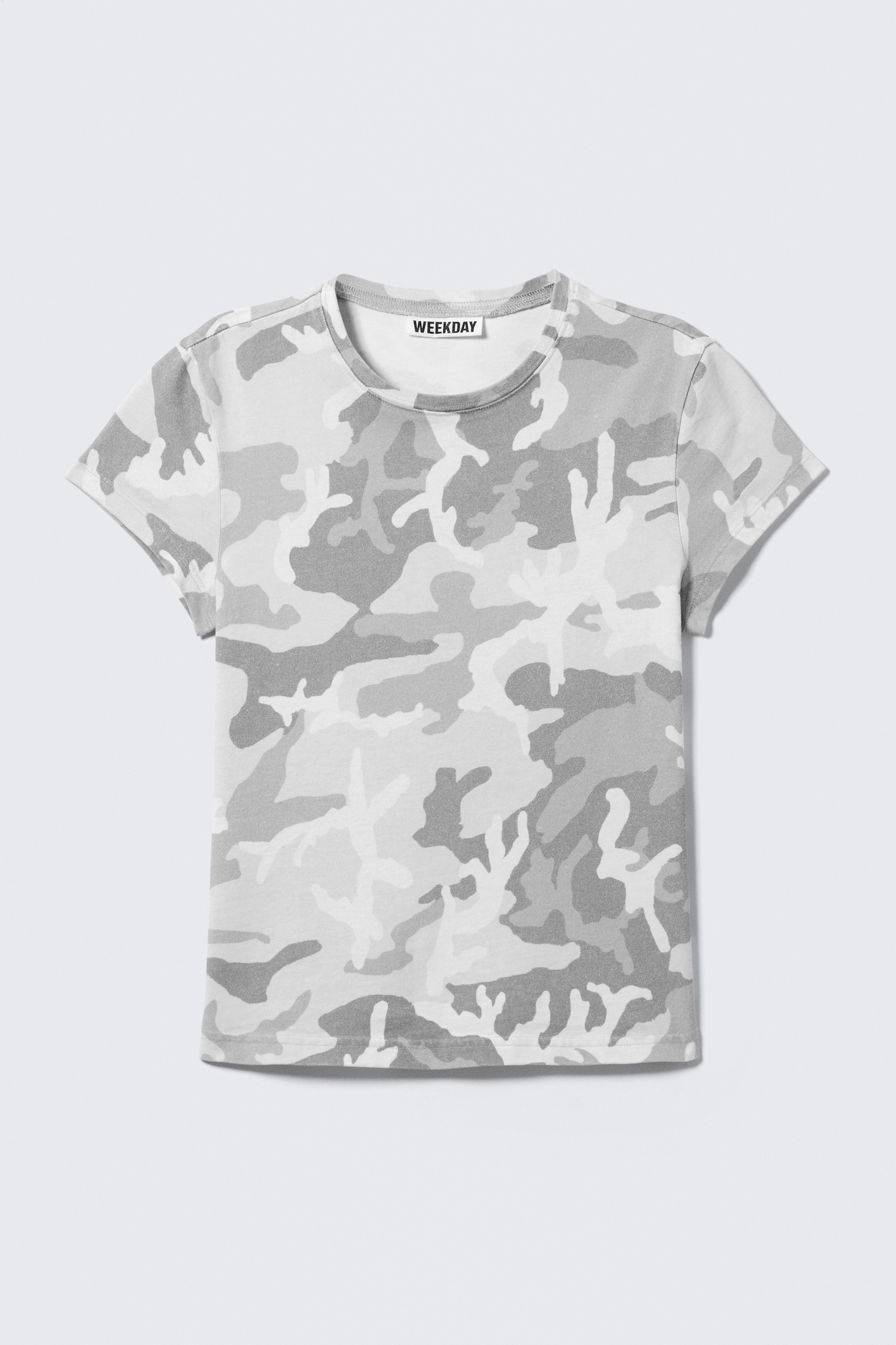 Boxy Printed Short-Sleeved T-shirt - White - Camo - 2