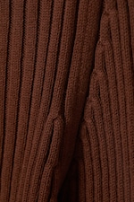 Rostbrun - Tight stickad tröja med båtringing - 5