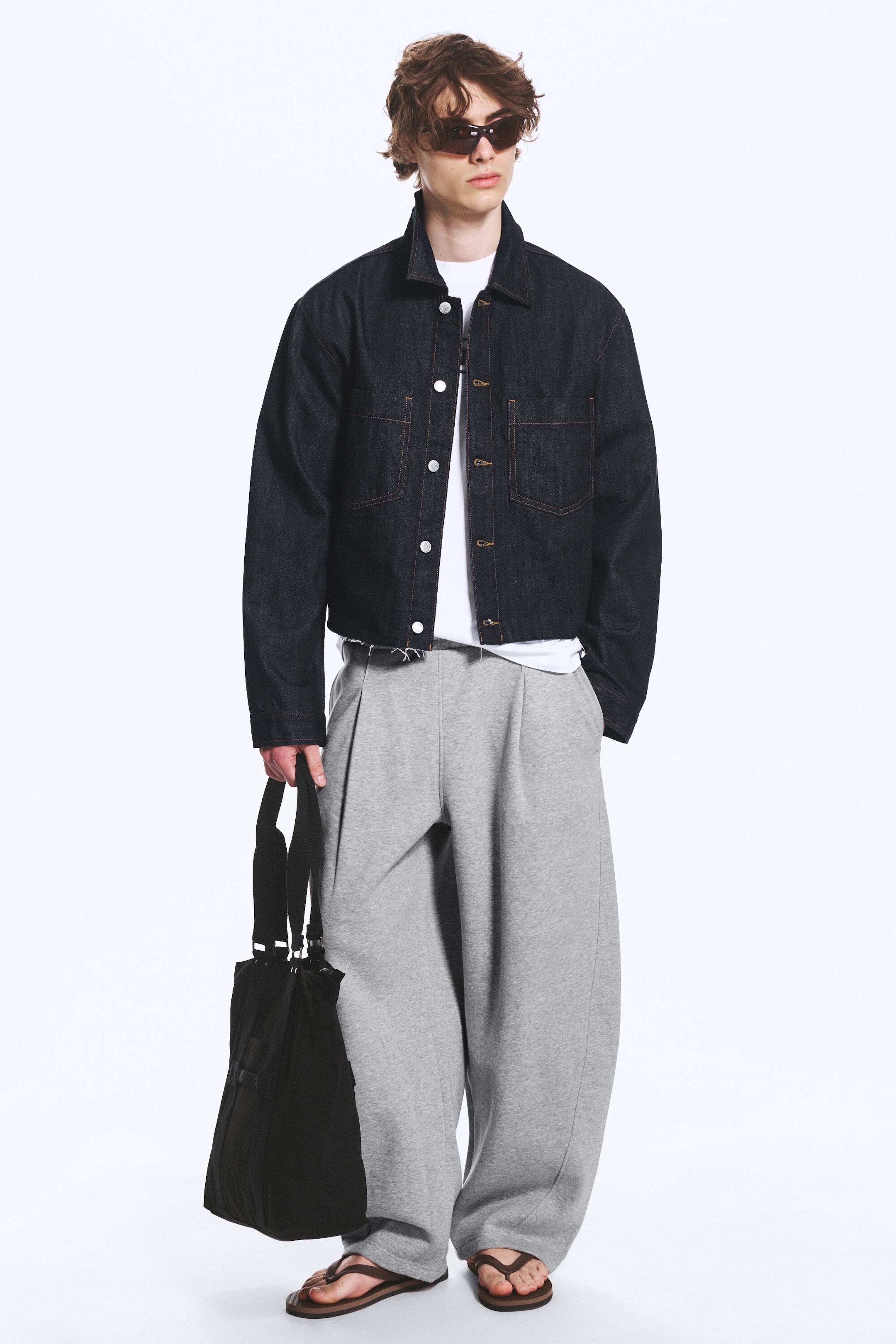 Blue Rinse/Dunkelblaues Denim - Cropped Denim-Shacket - 2