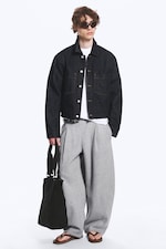 Blue Rinse/Dunkelblaues Denim - Cropped Denim-Shacket - 2