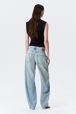 Kimberley Blue - Ljusblå - Nebula Mid Waist Loose Barrel Leg Unisex Jeans - 4